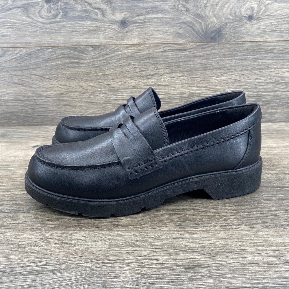 Sperry Penny Loafer Womens 8.5 Black Leather Plush Step Lug Sole STS89605